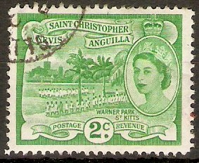 St Kitts-Nevis 1954 2c green. SG108.